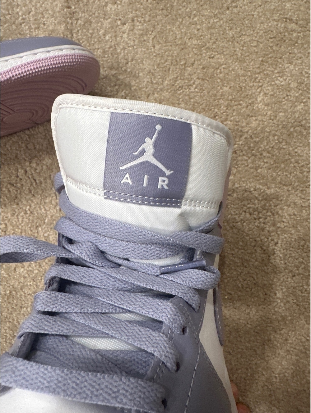 (2)Nike Air Jordan 1 Mid Lavender Mist White Sneakers US 8.5 - Picture 6 of 6